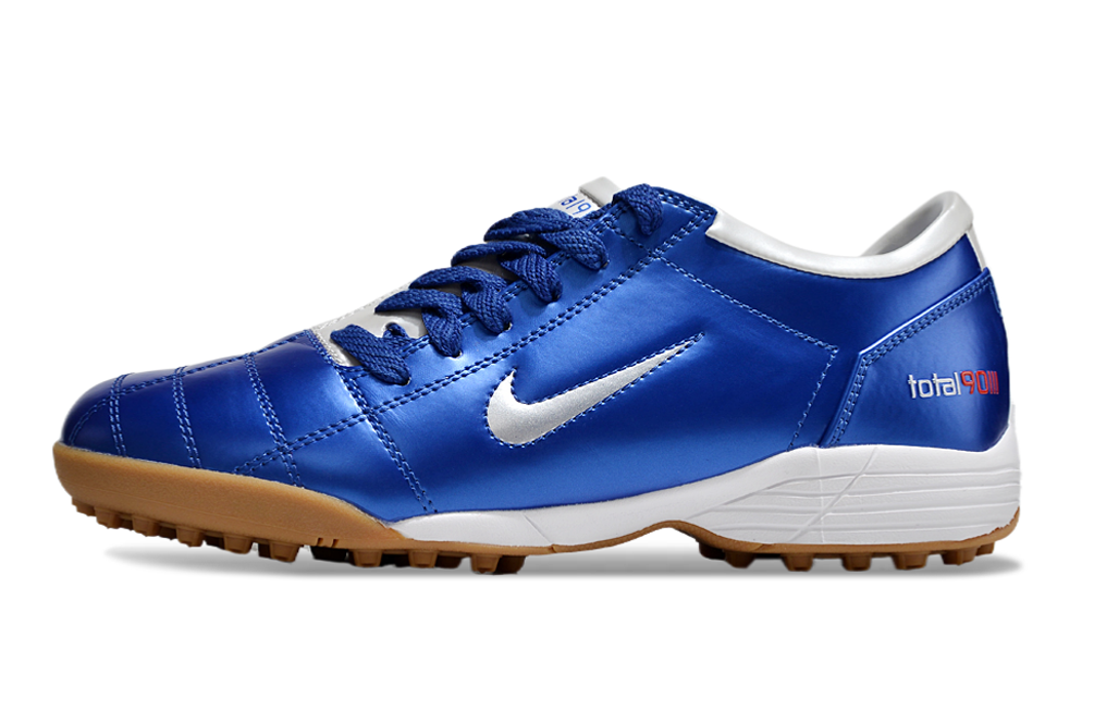 T90 Series MD Turf Soccer Shoes with Grass Spikes - Blue Void/Lt Smoke Grey/White/Brown
