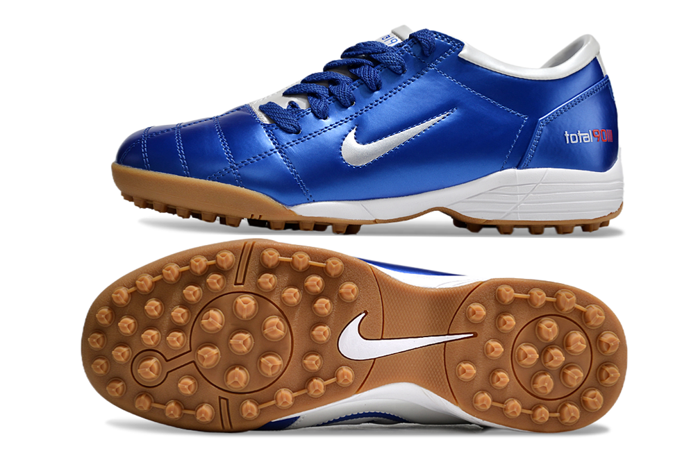 T90 Series MD Turf Soccer Shoes with Grass Spikes - Blue Void/Lt Smoke Grey/White/Brown