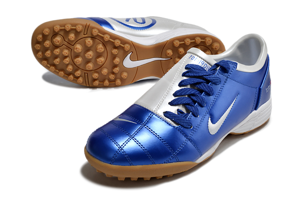 T90 Series MD Turf Soccer Shoes with Grass Spikes - Blue Void/Lt Smoke Grey/White/Brown