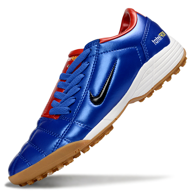 T90 Series MD Turf Soccer Shoes with Grass Spikes - Blue Void/Red/Gold/White