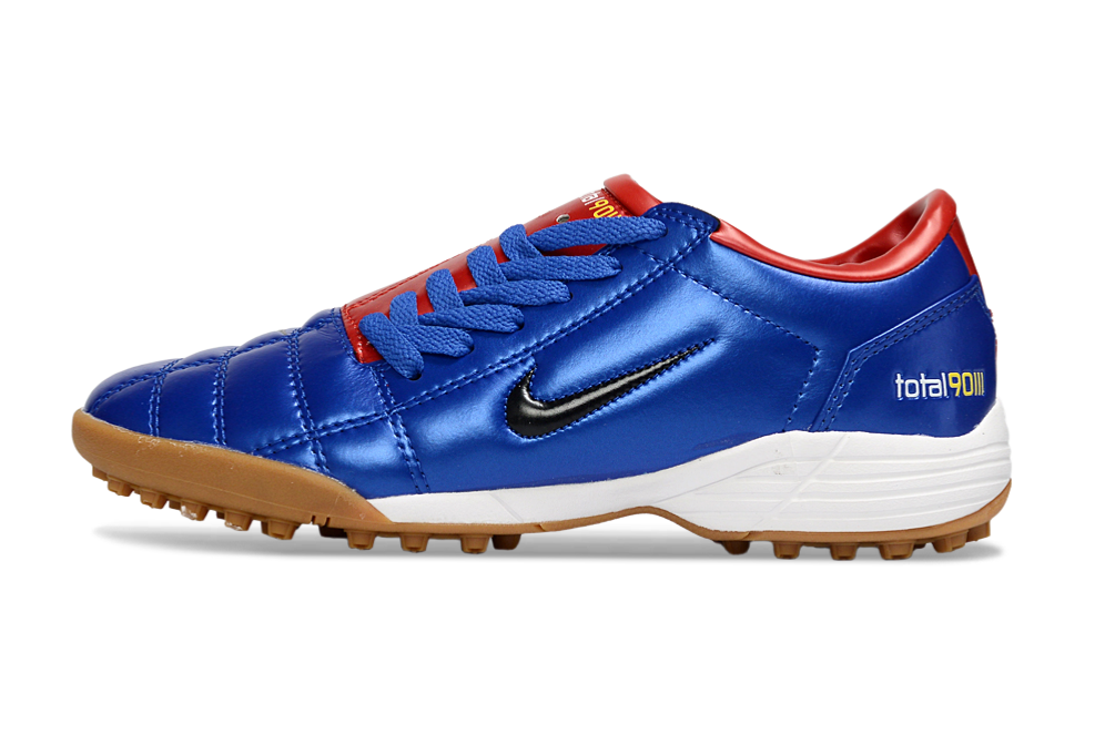 T90 Series MD Turf Soccer Shoes with Grass Spikes - Blue Void/Red/Gold/White