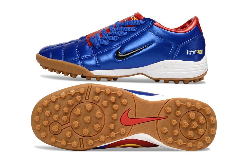 T90 Series MD Turf Soccer Shoes with Grass Spikes - Blue Void/Red/Gold/White