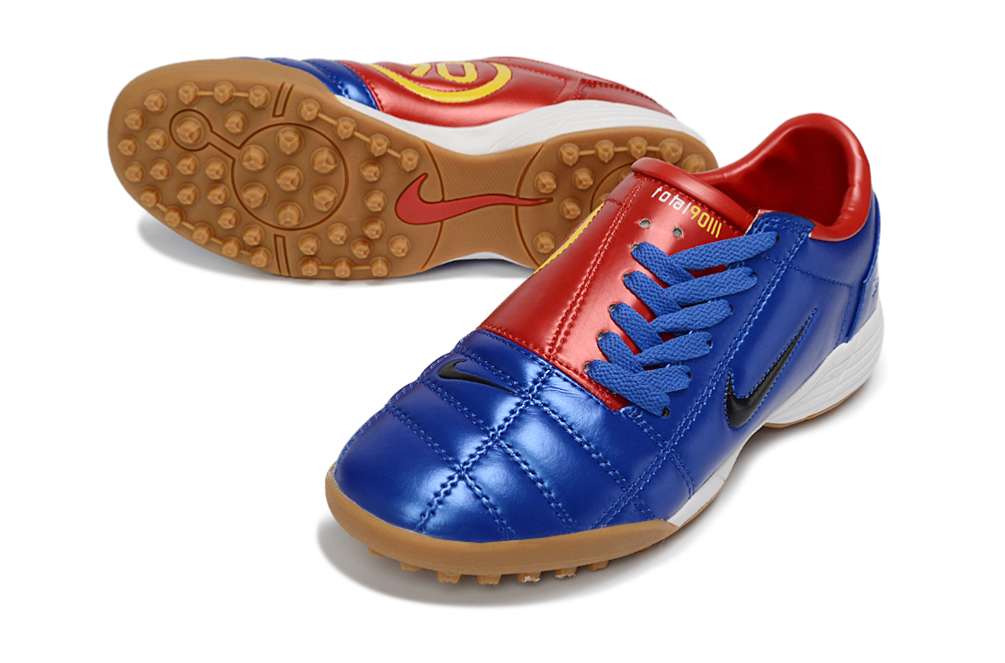 T90 Series MD Turf Soccer Shoes with Grass Spikes - Blue Void/Red/Gold/White