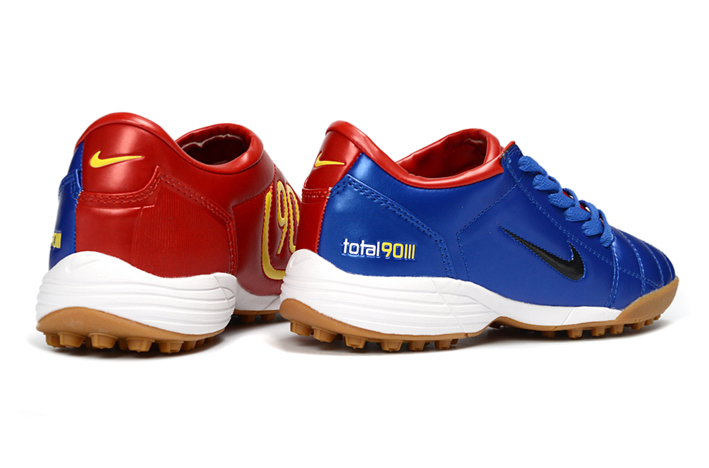 T90 Series MD Turf Soccer Shoes with Grass Spikes - Blue Void/Red/Gold/White
