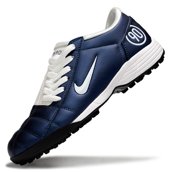 T90 Series MD Turf Soccer Shoes with Grass Spikes - Blue/White/Black