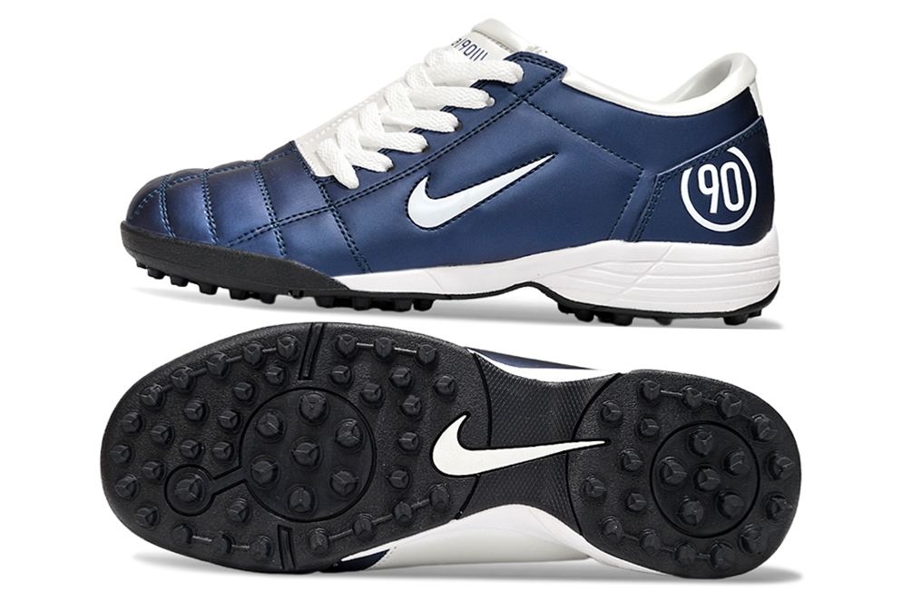 T90 Series MD Turf Soccer Shoes with Grass Spikes - Blue/White/Black