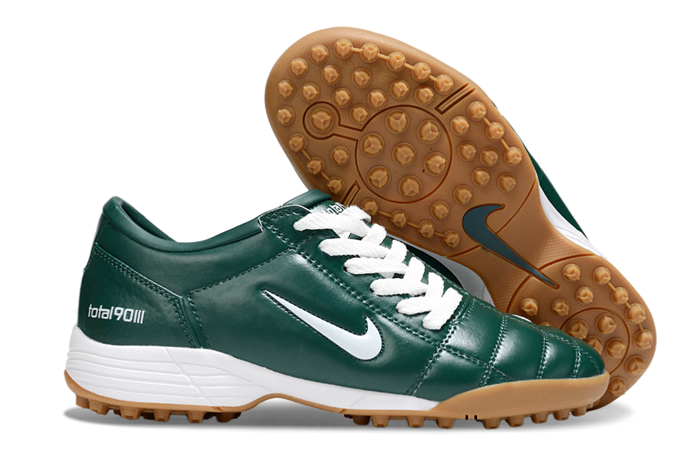 T90 Series MD Turf Soccer Shoes with Grass Spikes - Dark Green/White/Brown