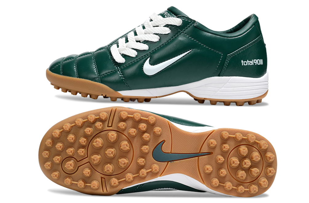 T90 Series MD Turf Soccer Shoes with Grass Spikes - Dark Green/White/Brown