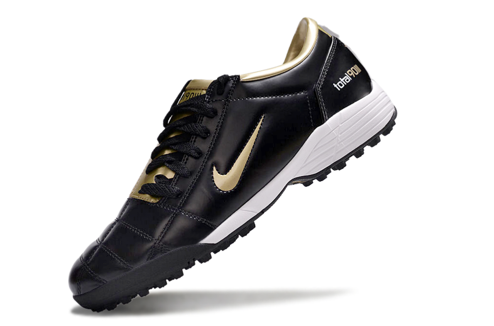 T90 Series MD Turf Soccer Shoes with Grass Spikes - Gold/Black/White