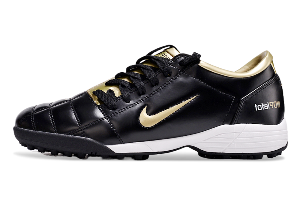 T90 Series MD Turf Soccer Shoes with Grass Spikes - Gold/Black/White