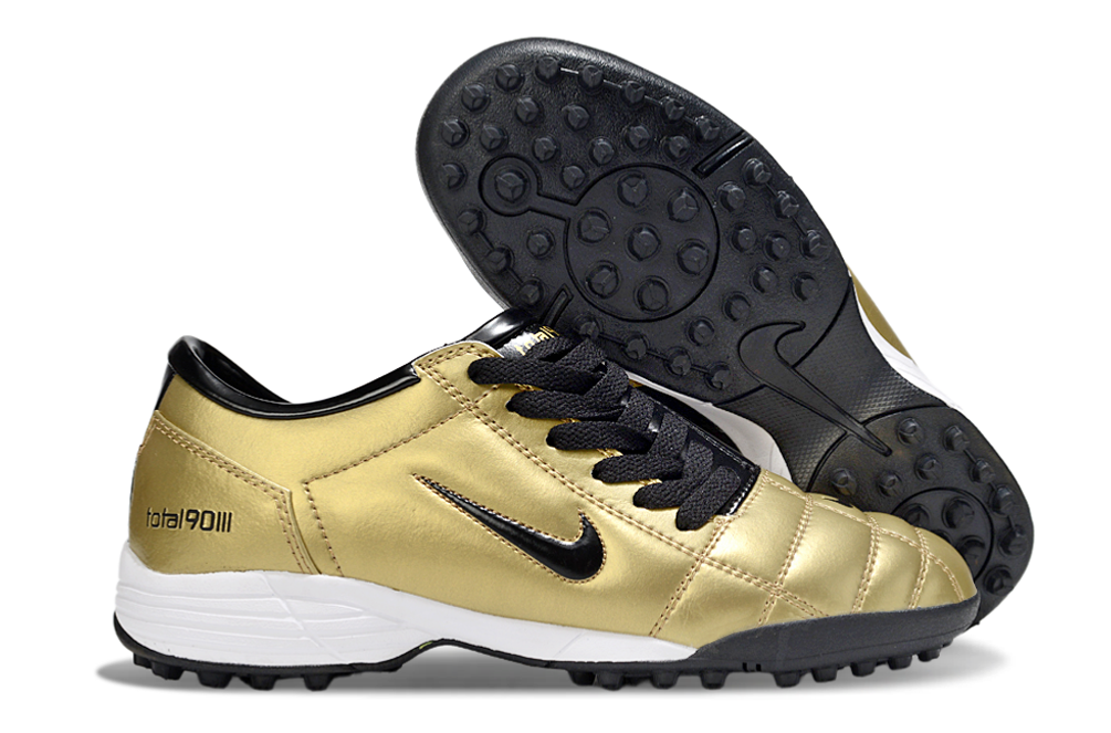 T90 Series MD Turf Soccer Shoes with Grass Spikes - Gold/Black/White