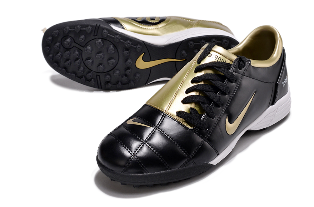 T90 Series MD Turf Soccer Shoes with Grass Spikes - Gold/Black/White