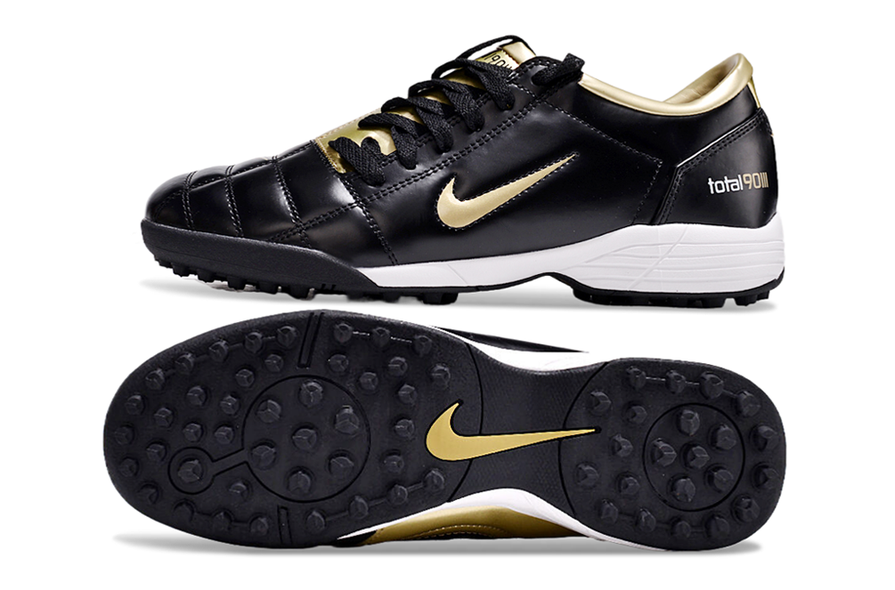 T90 Series MD Turf Soccer Shoes with Grass Spikes - Gold/Black/White