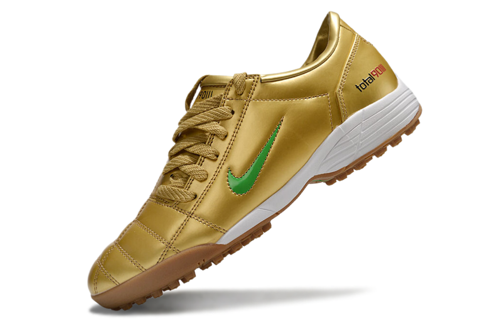 T90 Series MD Turf Soccer Shoes with Grass Spikes - Gold/Green/White/Brown