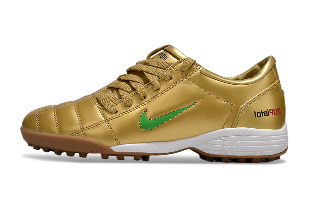 T90 Series MD Turf Soccer Shoes with Grass Spikes - Gold/Green/White/Brown