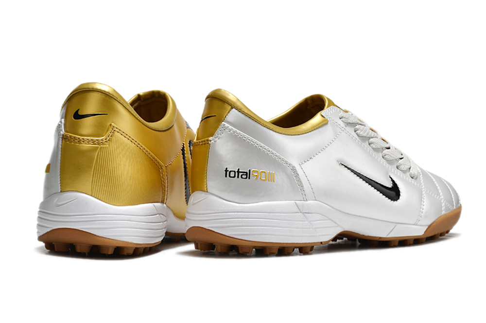 T90 Series MD Turf Soccer Shoes with Grass Spikes - Gold/White/Black/Brown