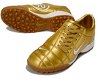 T90 Series MD Turf Soccer Shoes with Grass Spikes - Gold/White/Brown
