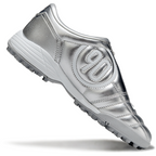 T90 Series MD Turf Soccer Shoes with Grass Spikes - Metallic Silver/Gray/White