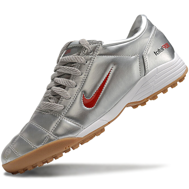 T90 Series MD Turf Soccer Shoes with Grass Spikes - Metallic Silver/Orange/Brown