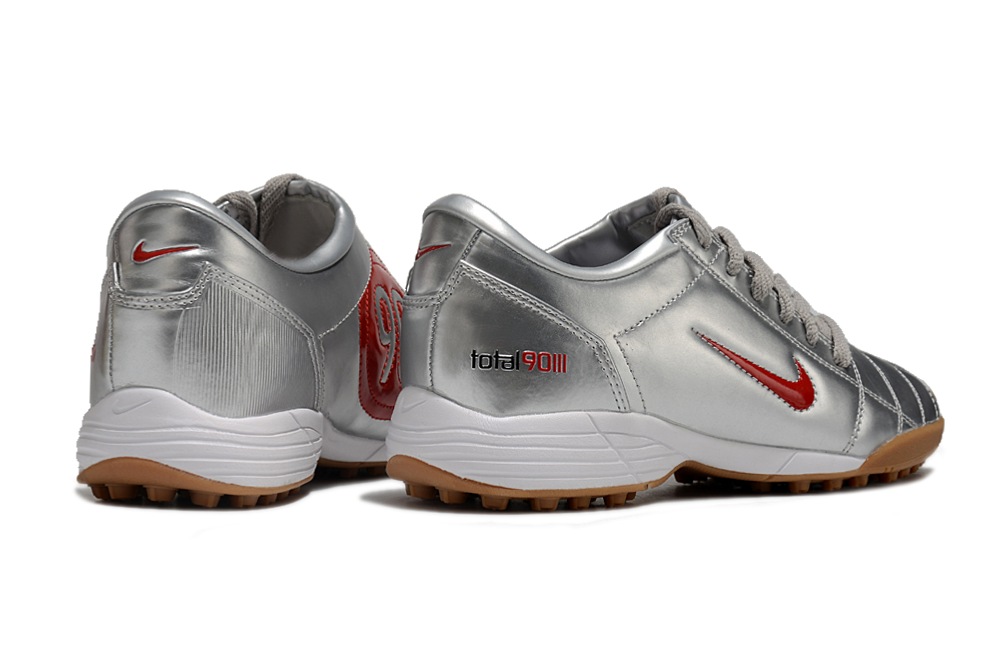 T90 Series MD Turf Soccer Shoes with Grass Spikes - Metallic Silver/Orange/Brown