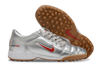 T90 Series MD Turf Soccer Shoes with Grass Spikes - Metallic Silver/Orange/Brown