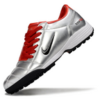 T90 Series MD Turf Soccer Shoes with Grass Spikes - Metallic Silver/Orange/White/Black