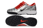 T90 Series MD Turf Soccer Shoes with Grass Spikes - Metallic Silver/Orange/White/Black