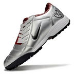 T90 Series MD Turf Soccer Shoes with Grass Spikes - Metallic Silver/Red/White/Black