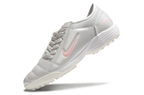 T90 Series MD Turf Soccer Shoes with Grass Spikes - Metallic Silver/White/Pink