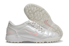 T90 Series MD Turf Soccer Shoes with Grass Spikes - Metallic Silver/White/Pink
