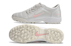 T90 Series MD Turf Soccer Shoes with Grass Spikes - Metallic Silver/White/Pink