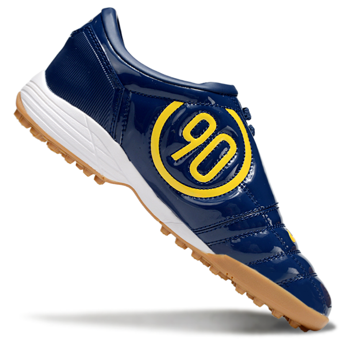 T90 Series MD Turf Soccer Shoes with Grass Spikes - Midnight Navy/Gold/White/Brown
