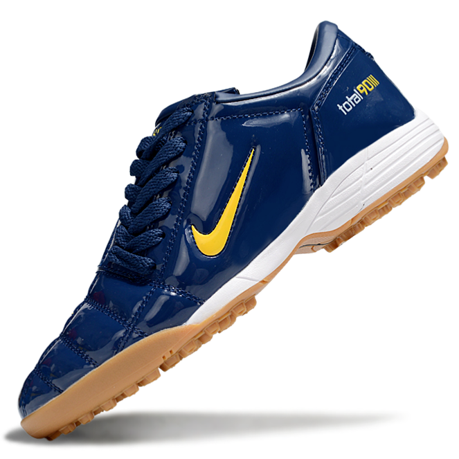 T90 Series MD Turf Soccer Shoes with Grass Spikes - Midnight Navy/Gold/White/Brown