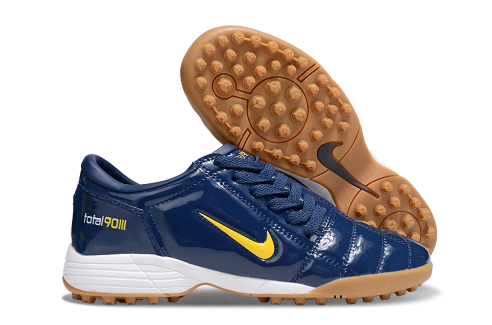 T90 Series MD Turf Soccer Shoes with Grass Spikes - Midnight Navy/Gold/White/Brown