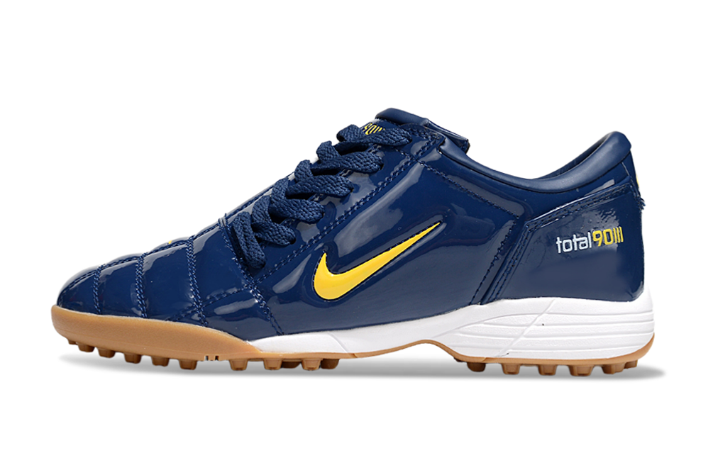 T90 Series MD Turf Soccer Shoes with Grass Spikes - Midnight Navy/Gold/White/Brown