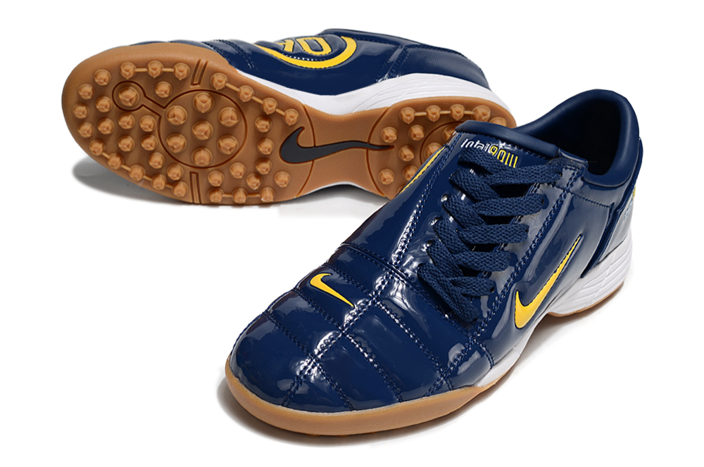 T90 Series MD Turf Soccer Shoes with Grass Spikes - Midnight Navy/Gold/White/Brown