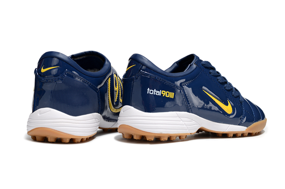 T90 Series MD Turf Soccer Shoes with Grass Spikes - Midnight Navy/Gold/White/Brown
