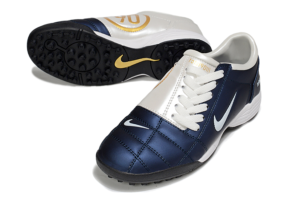 T90 Series MD Turf Soccer Shoes with Grass Spikes - Navy/White/Yellow/Black