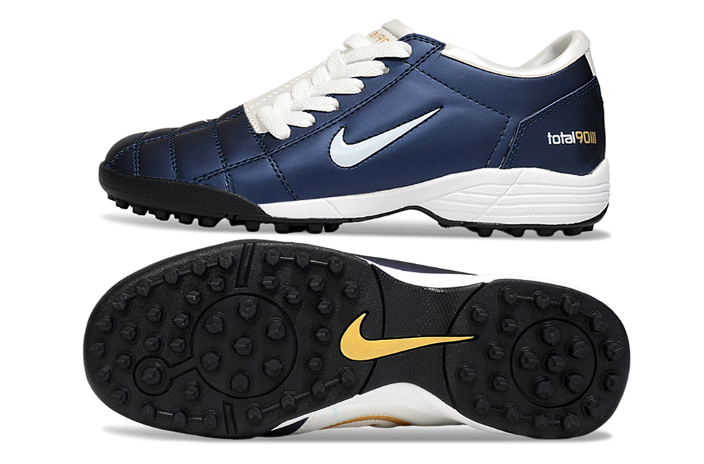 T90 Series MD Turf Soccer Shoes with Grass Spikes - Navy/White/Yellow/Black