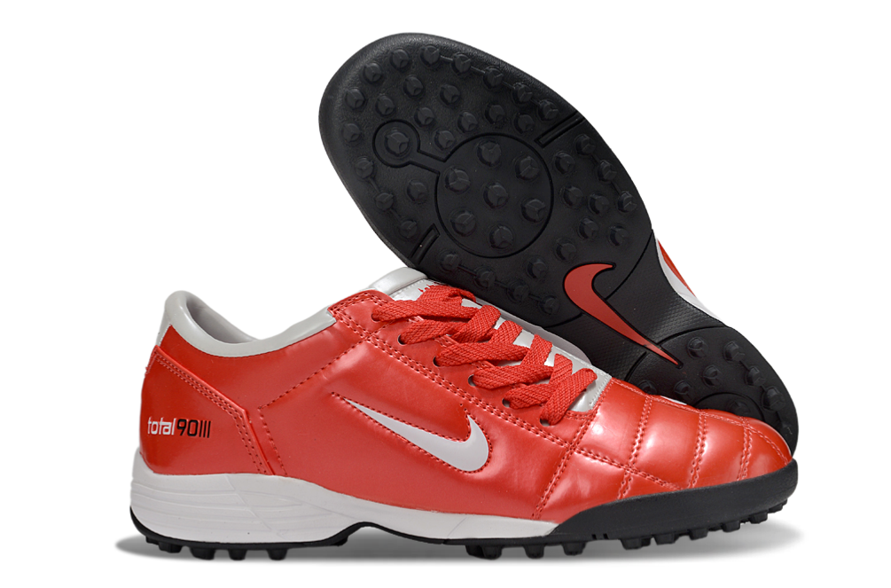 T90 Series MD Turf Soccer Shoes with Grass Spikes - Off White/Orange/White/Black