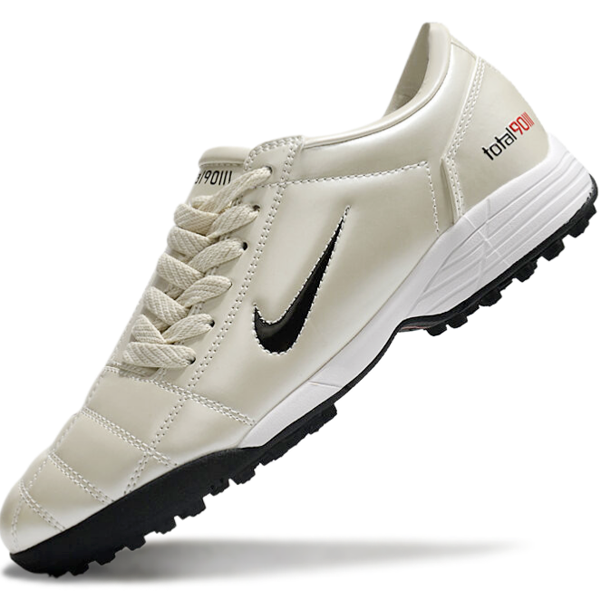 T90 Series MD Turf Soccer Shoes with Grass Spikes - Off White/White/Black