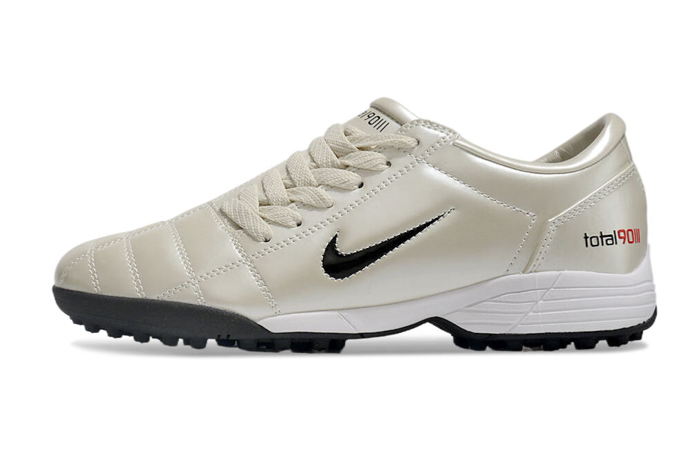 T90 Series MD Turf Soccer Shoes with Grass Spikes - Off White/White/Black