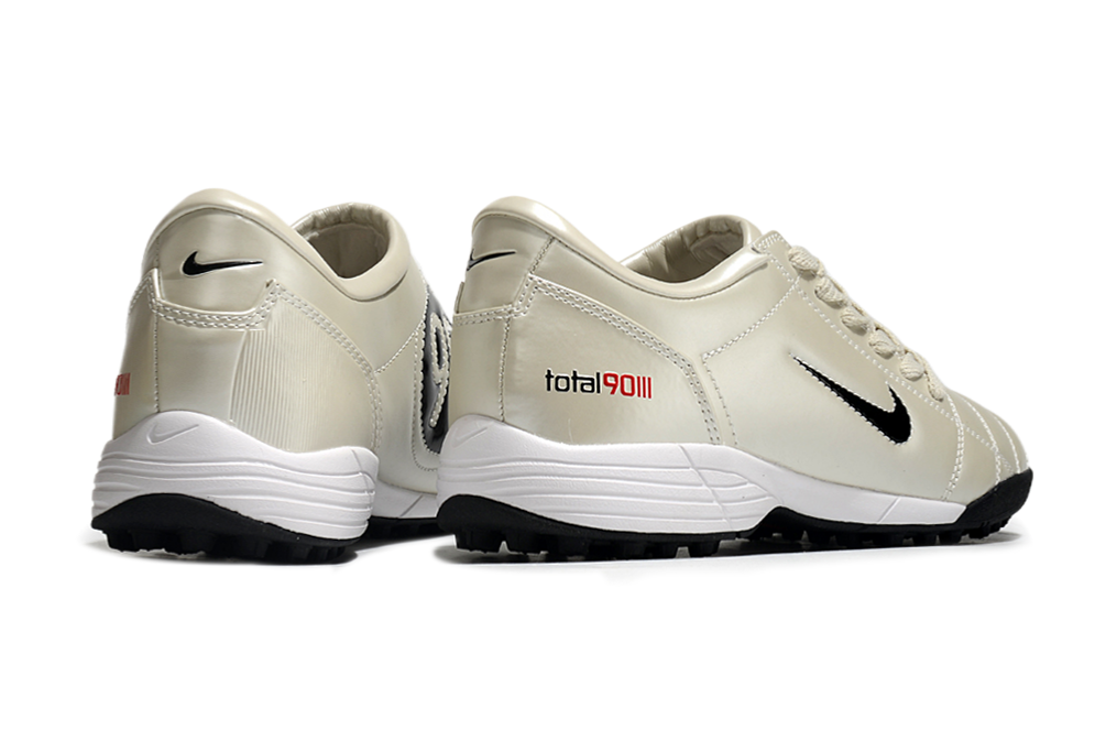 T90 Series MD Turf Soccer Shoes with Grass Spikes - Off White/White/Black