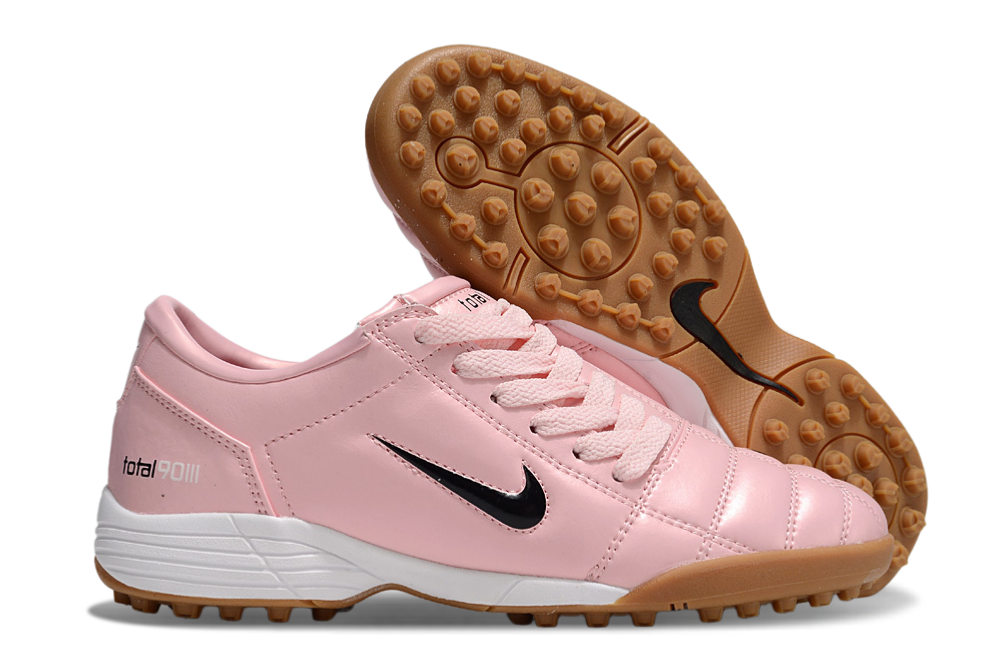 T90 Series MD Turf Soccer Shoes with Grass Spikes - Pink/White/Black/Brown