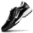 T90 Series MD Turf Soccer Shoes with Grass Spikes - Silver/Black/White