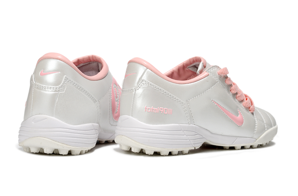 T90 Series MD Turf Soccer Shoes with Grass Spikes - Silver/Pink/White
