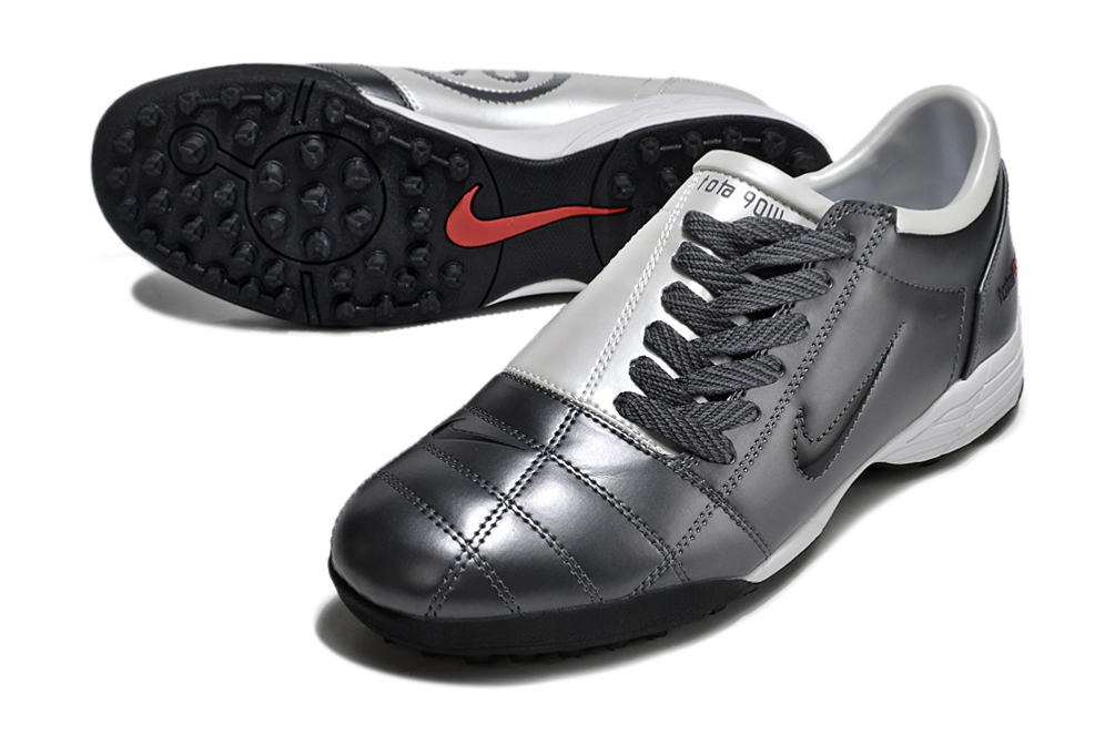 T90 Series MD Turf Soccer Shoes with Grass Spikes - Smoke Grey/Black/White