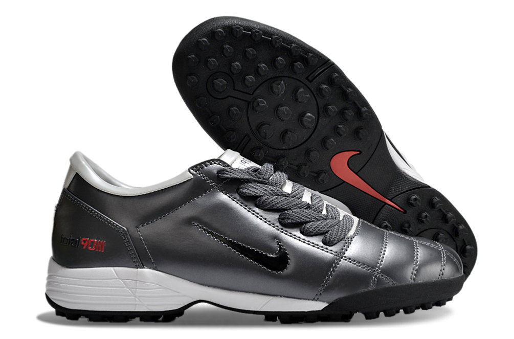 T90 Series MD Turf Soccer Shoes with Grass Spikes - Smoke Grey/Black/White