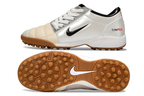 T90 Series MD Turf Soccer Shoes with Grass Spikes - White/Black/Gum Light Brown