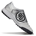 T90 Series MD Turf Soccer Shoes with Grass Spikes - White/Metallic Silver/Black